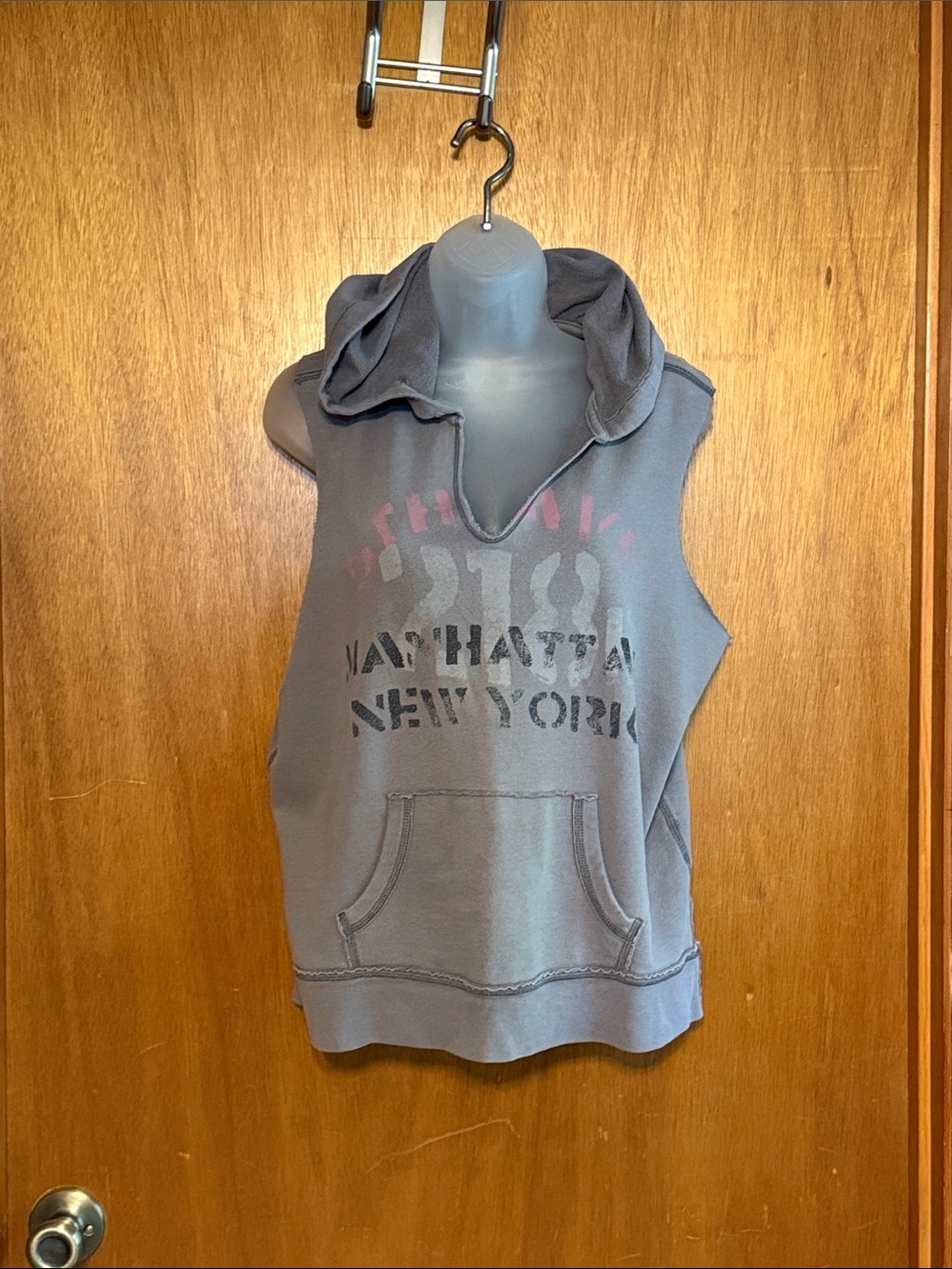 Aerie Sleeveless Hooded Women’s pullover Sweatshirt Sz L Dark Grey